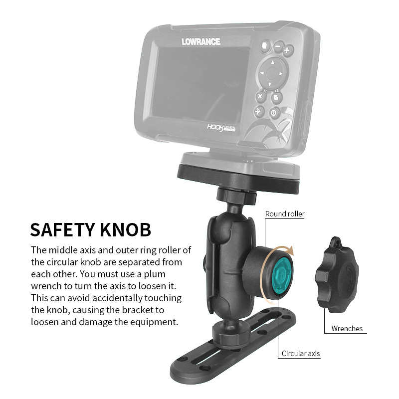 VINmounts Fish Finder Mount, Track Ball with T-Bolt Attachment, Marine Electronic/Depth Finder Mount with 1.5" / C Size Ball for Boat, Compatible with Garmin, Lowrance and More