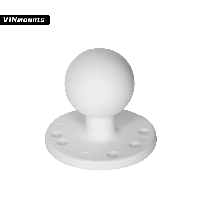 VINmounts 1.5" Round Ball Base with White powder coating Aluminum Alloy AMPS Hole Round Plate VIN-C-003-White