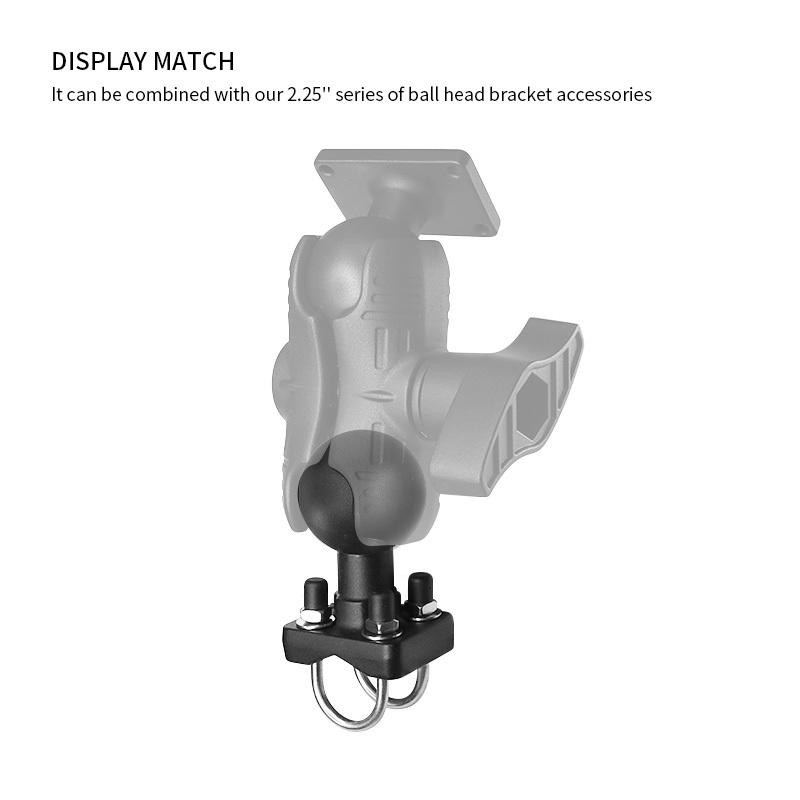 VIN Mounts 2.25 inch Ball Head with Double U-Bolt Ball Base for 1" - 1.25" Rails - D Size for Ram mounts VIN-D-004