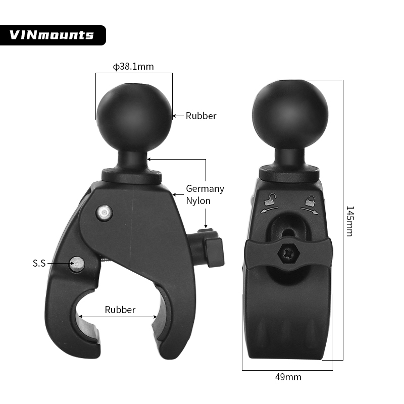VIN Mounts TabDock Clamp Heavy Duty Post/Pole Mount for Stationary Bikes, Gym, Treadmills, Carts, Wheelchairs, Hospital Patient Care
