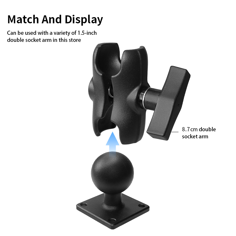 VINmounts New Product Square Ball Base with 38x38mm or 1.5" x 1.5" 4-Hole Pattern - C Size VIN-C-037