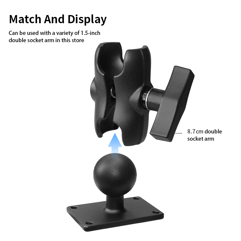 VINmounts Rectangle Ball Base with 1.5" x 2.5" or 38*63.5mm 4-Hole Pattern - C Size VIN-C-039