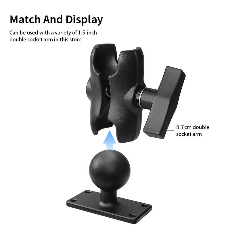 VINmounts 1.5'' Rectangle Ball Base with 1" x 2.5" 4-Hole Pattern - C Size for Mounting Devices/Tablet+More VIN-C-040