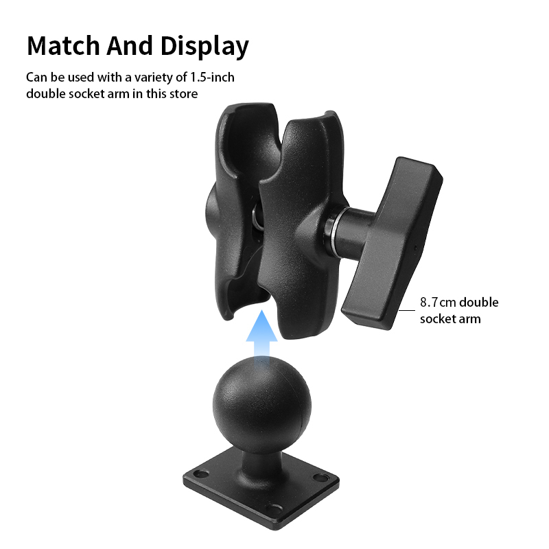 VINmounts Ball Base with 1.5" x 1.188" 4-Hole Pattern - C Size Rectangle Plate for Mounting Garmin zumo,TomTom +More VIN-C-041