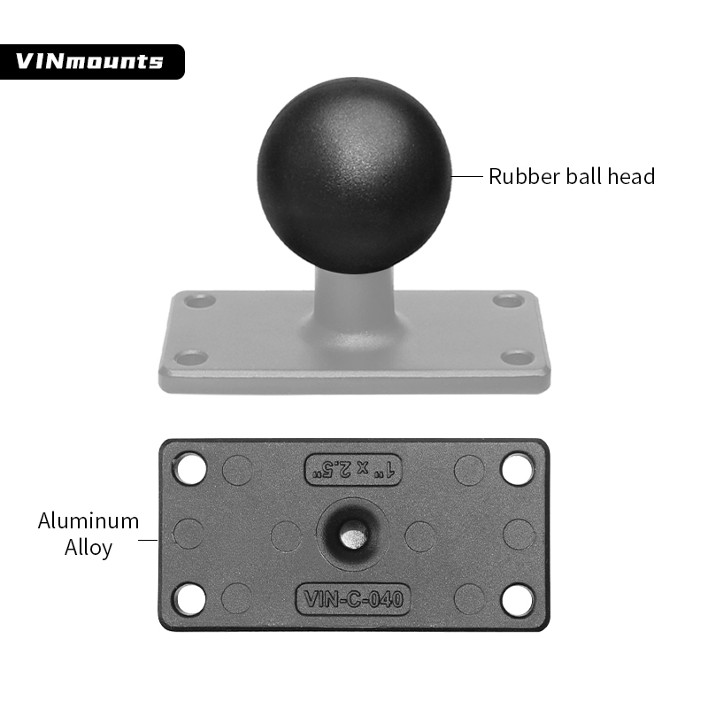 VINmounts 1.5'' Rectangle Ball Base with 1" x 2.5" 4-Hole Pattern - C Size for Mounting Devices/Tablet+More VIN-C-040