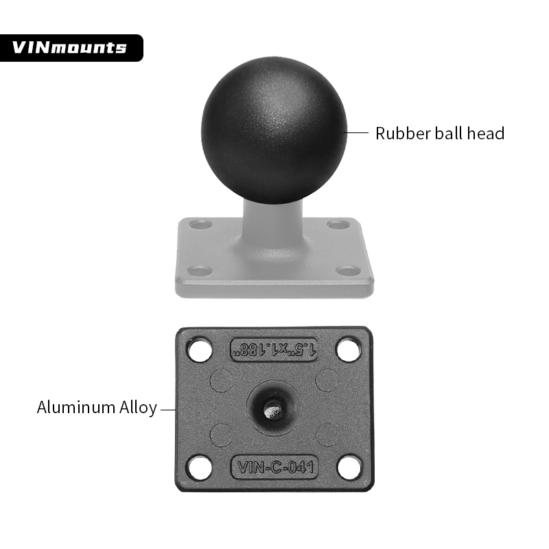 VINmounts Ball Base with 1.5" x 1.188" 4-Hole Pattern - C Size Rectangle Plate for Mounting Garmin zumo,TomTom +More VIN-C-041