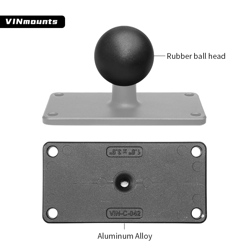 VINmounts 1.5" Rectangle Ball Base with 1.5" x 3.5" 4-Hole Pattern - C Size for Mounting Devices/Tablet+More VIN-C-042