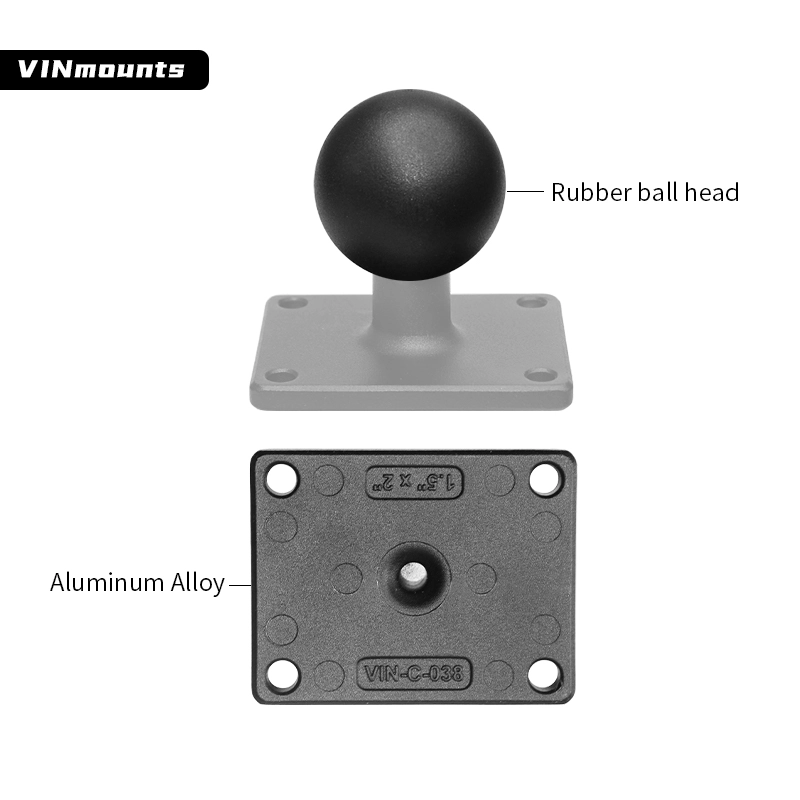 VINmounts Rectangle Ball Base with 1.5" x 2" or 38*50.8mm 4-Hole Pattern - C Size for Mounting Tablet,PDA...VIN-C-038