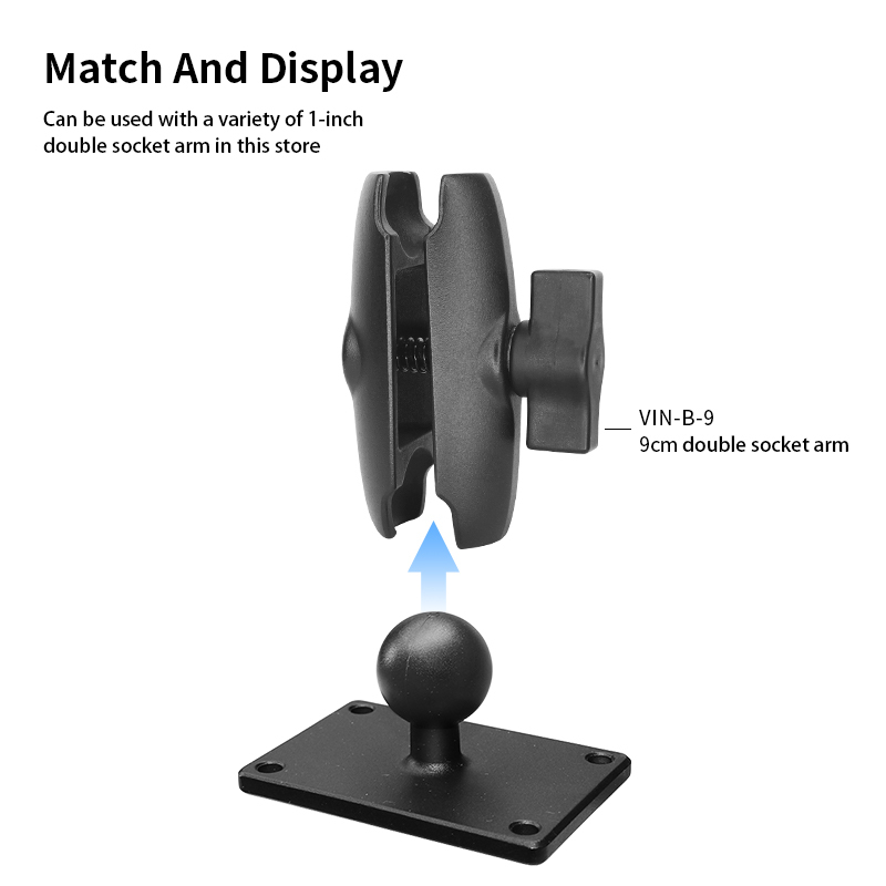 VINmounts Rectangle Ball Base with 1.5" x 2.5" or 38*63.5mm 4-Hole Pattern - B Size VIN-B-027