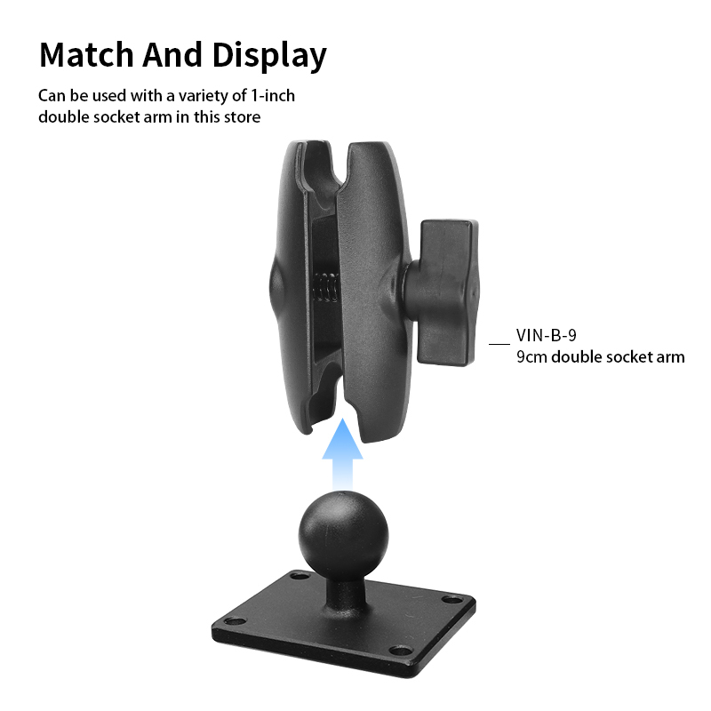 VINmounts Rectangle Ball Base with 1.5" x 2" or 38*50.8mm 4-Hole Pattern - B Size for Mounting Tablet,PDA...VIN-B-026