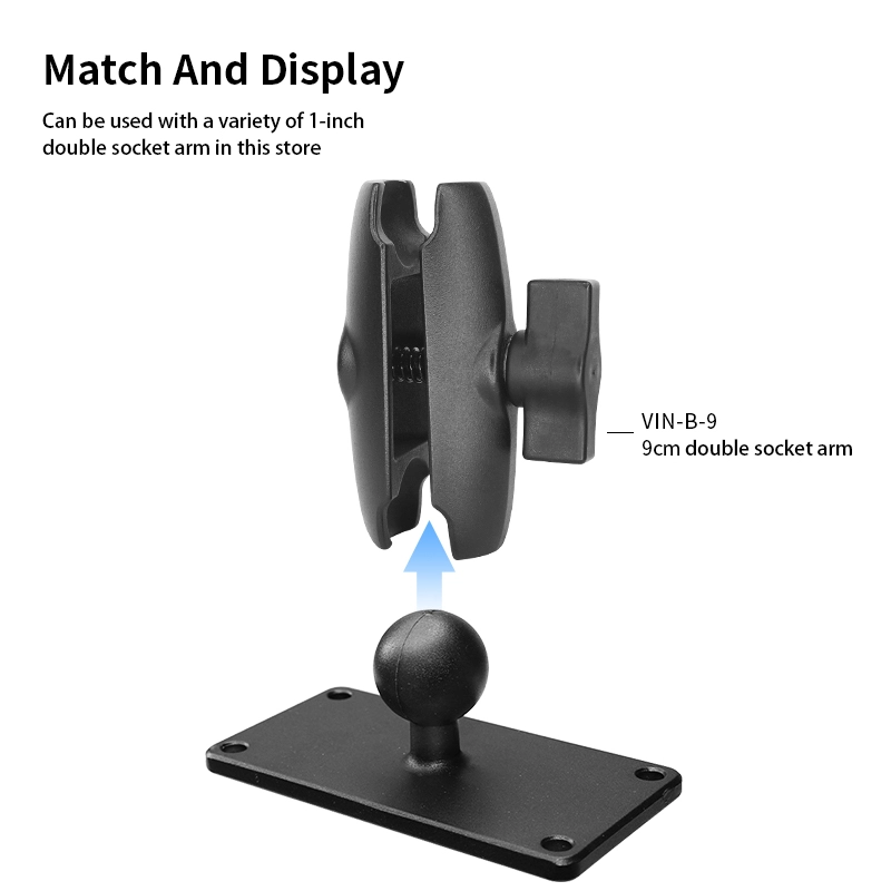 VINmounts 1" /25mm Ball Base with 1.5" x 3.5" Rectangle Plate  4-Hole Pattern - B Size for Mounting Devices/Tablet+More VIN-B-030