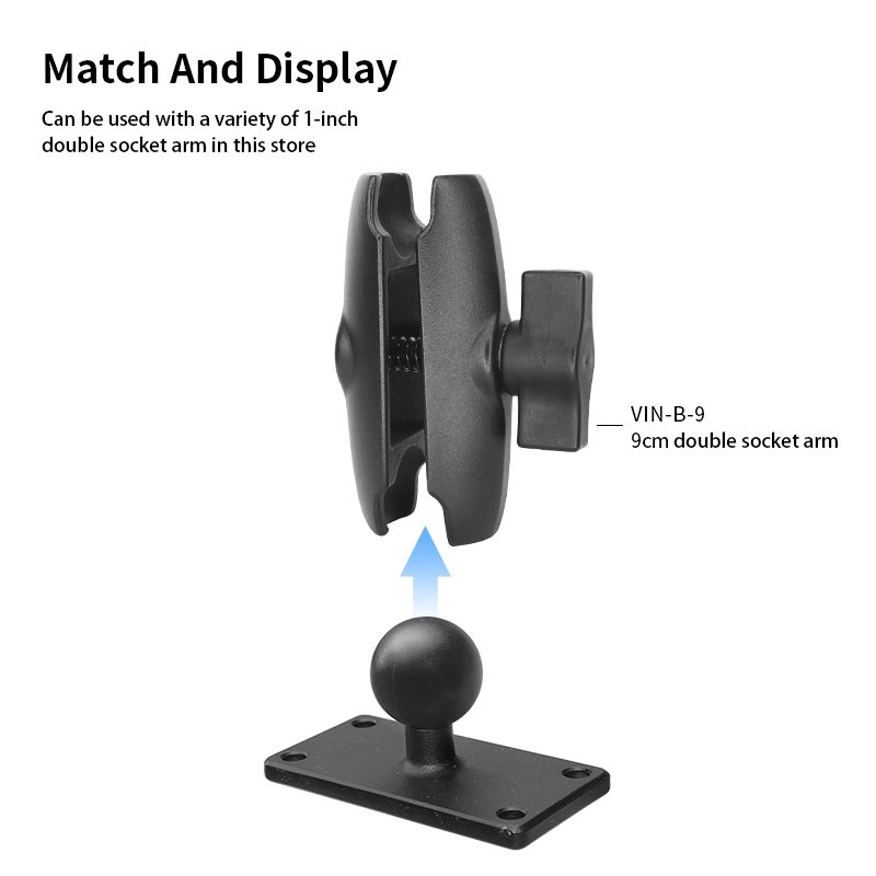 VINmounts 1'' /25mm Rectangle Ball Base with 1" x 2.5" 4-Hole Pattern - B Size for  Mounting Devices/Tablet+More VIN-B-028
