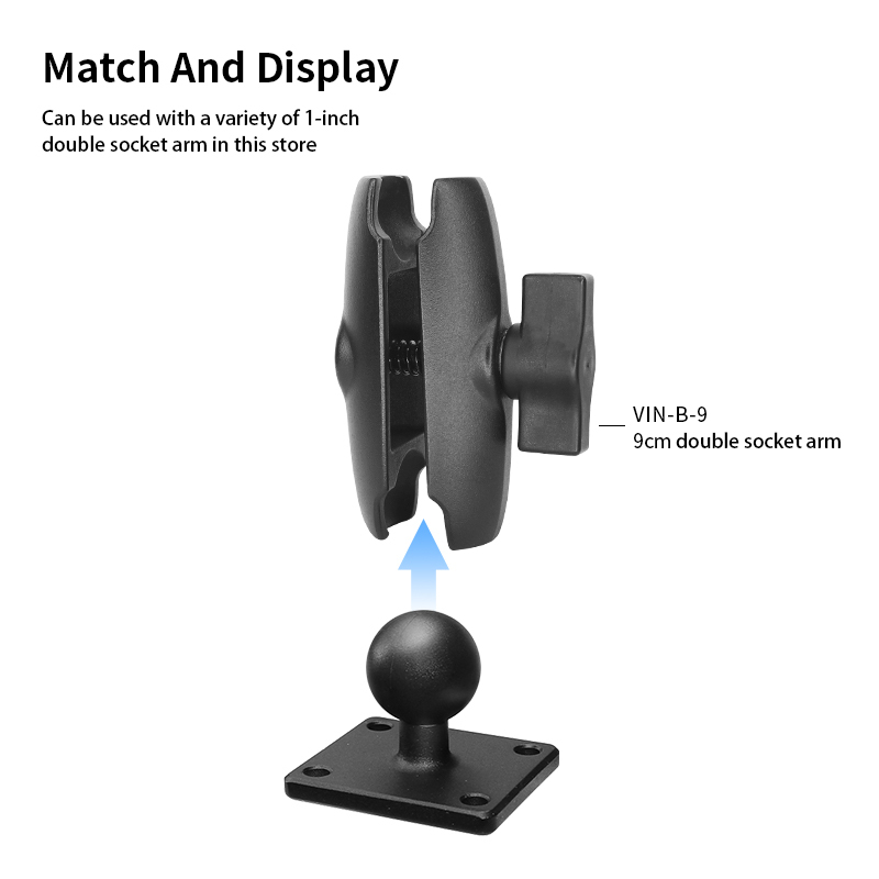 VINmounts 1"/25mm Ball Base with 1.5" x 1.188" 4-Hole Pattern - B Size Rectangle Plate for Mounting Garmin zumo,TomTom +More VIN-B-029