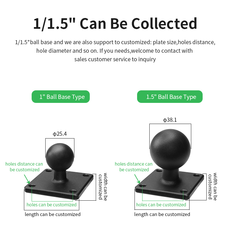 VINmounts 1" /25mm Ball Base with 1.5" x 3.5" Rectangle Plate  4-Hole Pattern - B Size for Mounting Devices/Tablet+More VIN-B-030