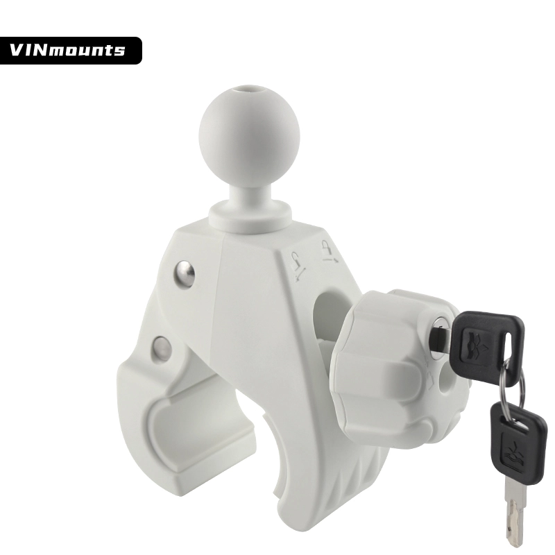 VINmounts 1.5''/38mm/C Sizes Tough-Claw Large Clamp with Lock  for 1.18''-2.76''  or 30-63mm Diameter Pole for Healthcare VIN-C-043-lock-White