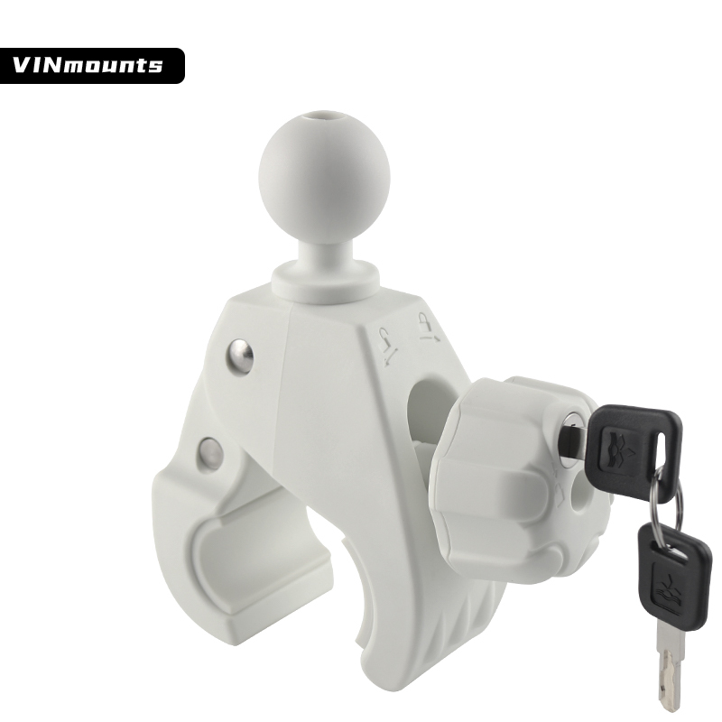 VINmounts 1.5''/38mm/C Sizes Tough-Claw Large Clamp with Lock  for 1.18''-2.76''  or 30-63mm Diameter Pole for Healthcare VIN-C-043-lock-White