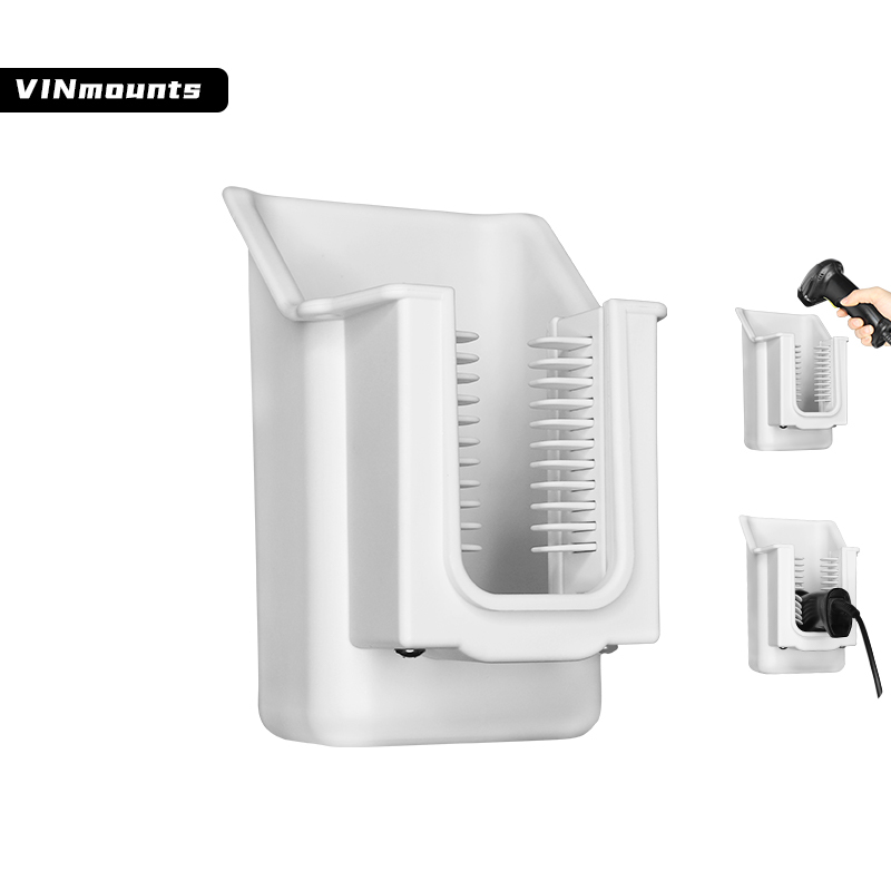 VINmounts New White Barcode Scanners Holder Bracket with 1.5" Round Ball Base for Medical/Healthcare/Medical Trolley/ Dental Scanner/Dental Clinic/ Hospital Beauty Salons   VIN-PDA-01-White