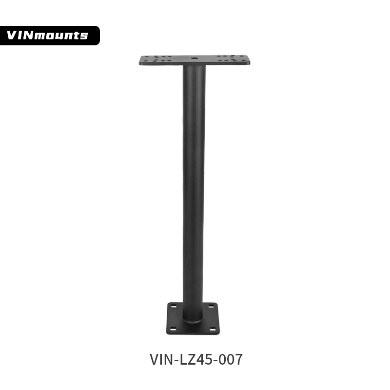 VINmounts Stainless steel 304 and Black powder coating Anti-corrosion Marine Electronic Display Column Mount, Length 450mm Fishing Gear Single Mount for Boat, Fish finder VIN-LZ45-007