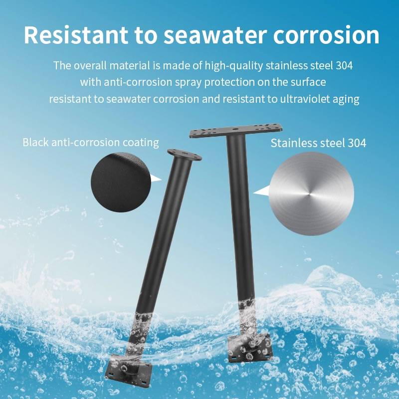 VINmounts Stainless steel 304 and Black powder coating Anti-corrosion Marine Electronic Display Column Mount, Length 450mm Fishing Gear Single Mount for Boat, Fish finder VIN-LZ45-007