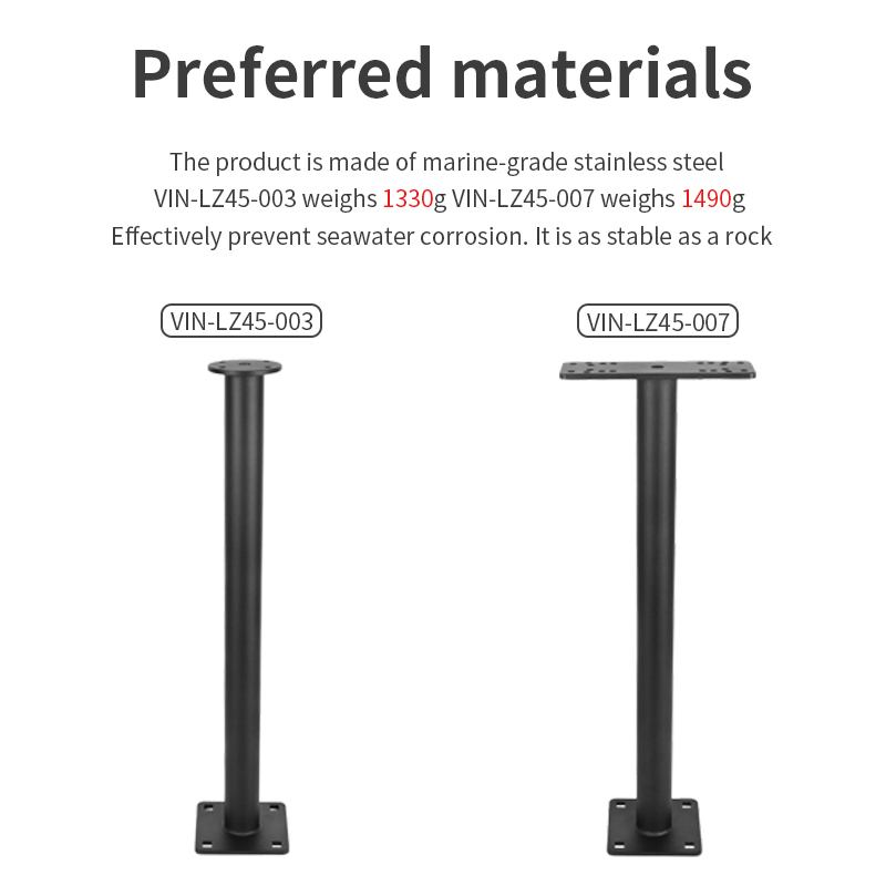 VINmounts Stainless steel 304 and Black powder coating Anti-corrosion Marine Fish detector display column bracket adapts to 1"/1.5" ball head/B"/C"/D" size  VIN-LZ45-003