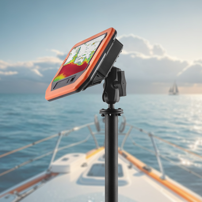 VINmounts Stainless steel 304 and Black powder coating Anti-corrosion Marine Fish detector display column bracket adapts to 1"/1.5" ball head/B"/C"/D" size  VIN-LZ45-003