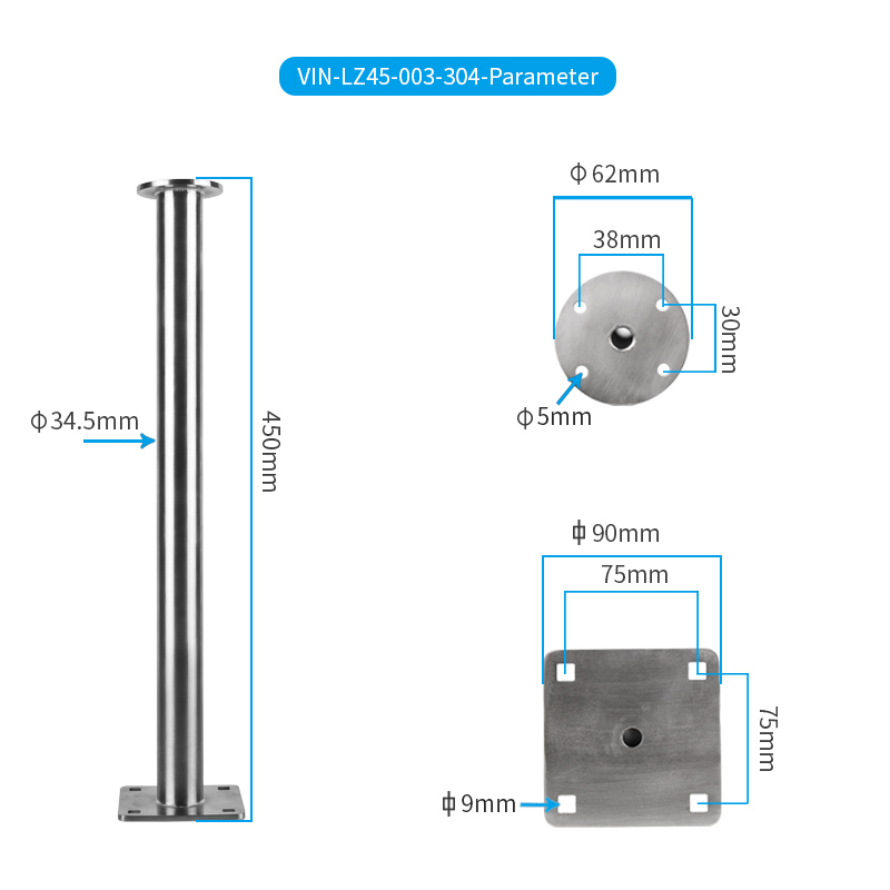 VINmounts Stainless Steel 304 Polished Anti-Corrosion Marine Fish Finder Display Bracket – Fits 1"/1.5" Ball Head & B/C/D Sizes VIN-LZ45-003-304