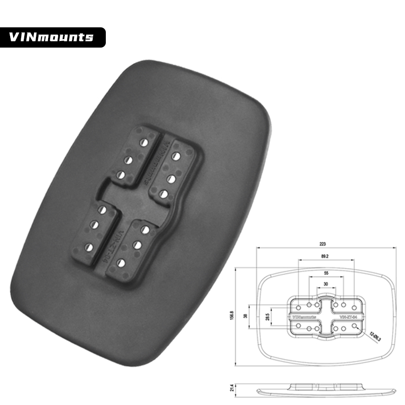 VINmounts Glue-On Pad Flexible Surface Mount for Inflatable Boats - Kayak, Canoe, Dinghy | Rod Holder & Motor Mount VIN-ZT-04