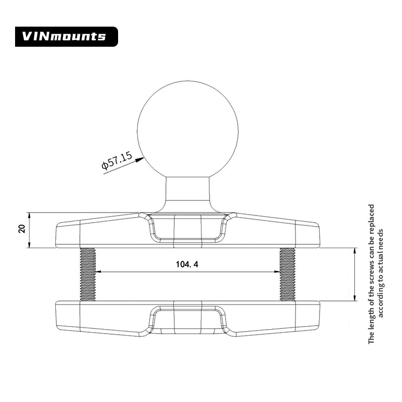 VINmounts Square Post Clamp Base with 2.25 inch Ball for Posts up to 4" or 103mm Wide - D Size Square Post Mount for Mounting Forklift VIN-CD-CCB02-2.25