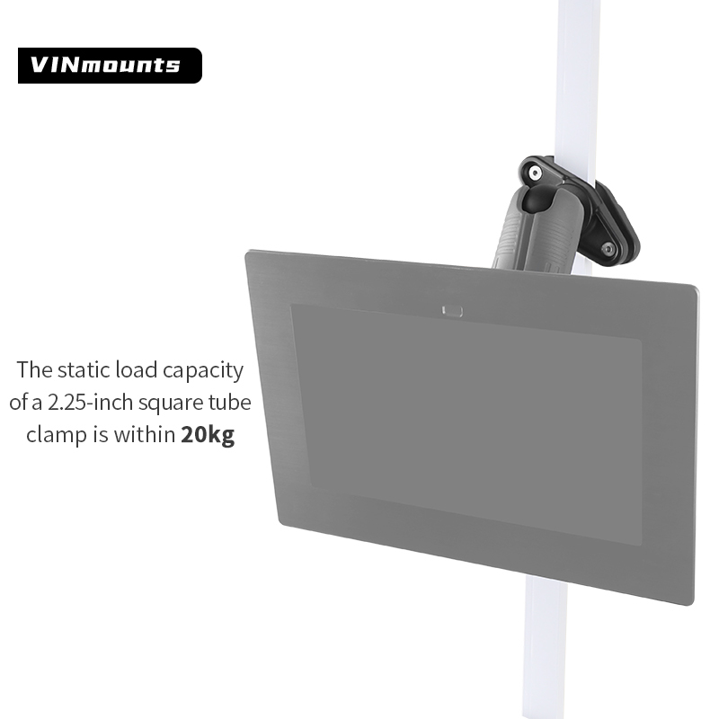VINmounts Square Post Clamp Base with 2.25 inch Ball for Posts up to 4" or 103mm Wide - D Size Square Post Mount for Mounting Forklift VIN-CD-CCB02-2.25