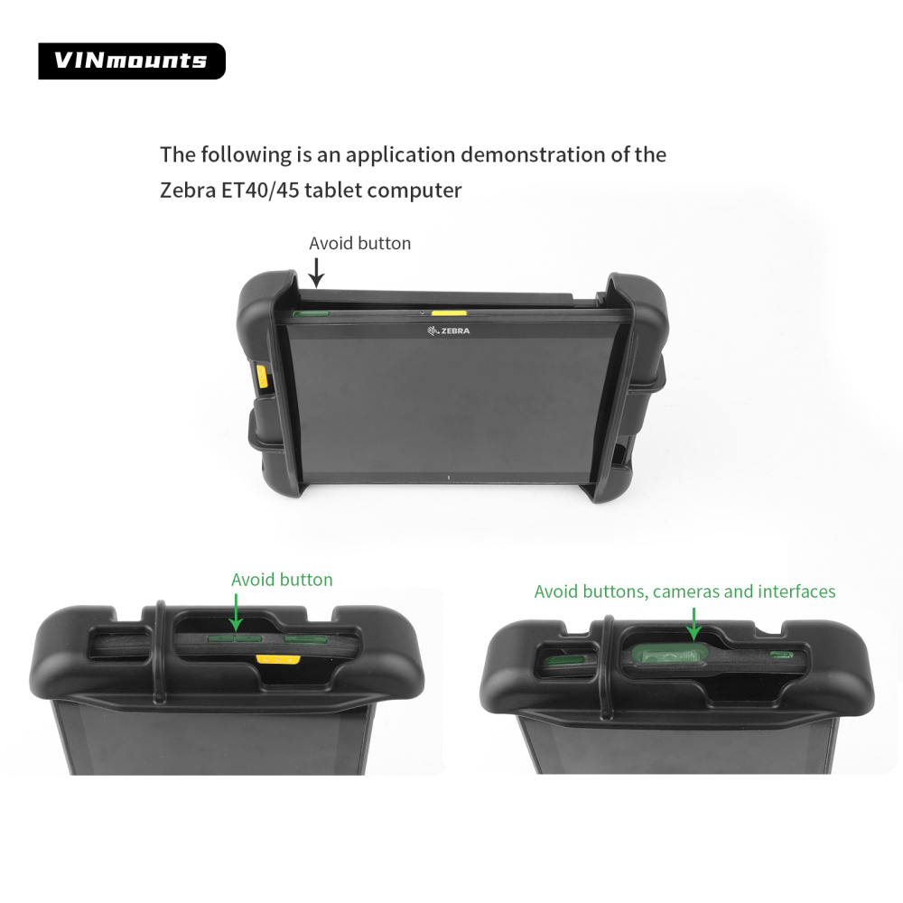 VIN Spring Loaded Holder Tablet Holder for Zebra ET40/45 Model  10" Tablets with or without Case  VIN-PBJ-016