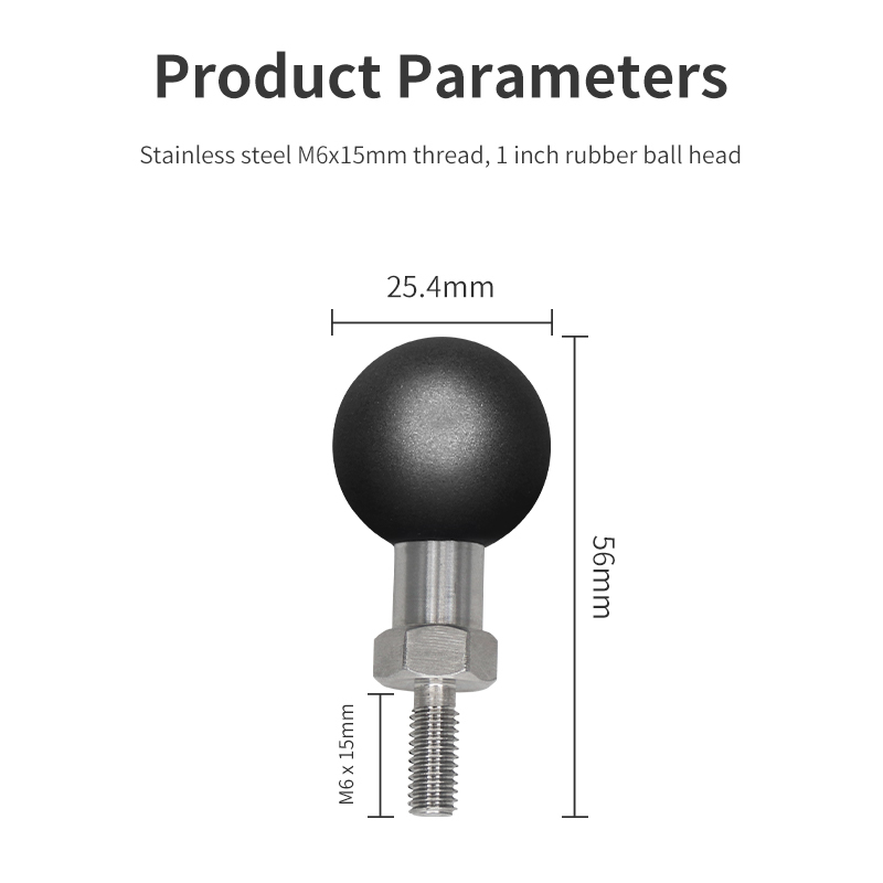VIN mounts 1 inch Ball Mount Base with Threaded Bolt M6x15mm Stud Compatible with B Size Double Socket Arm VIN-DZ-B-001