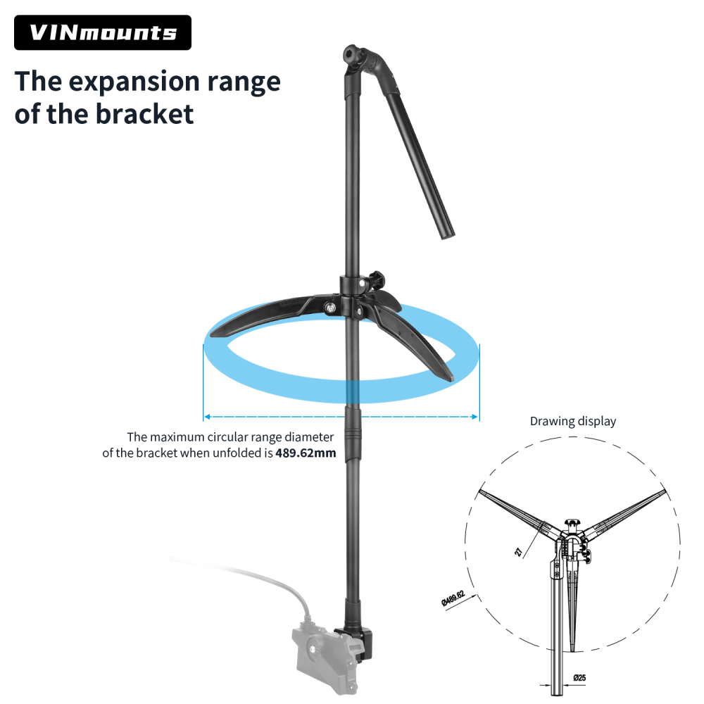 VINmounts Ice Pole Mount Upgrade for  Panoptix Livescope Ice Bundle, Durable Fishing Transducer Holder Stand VIN-BD-01