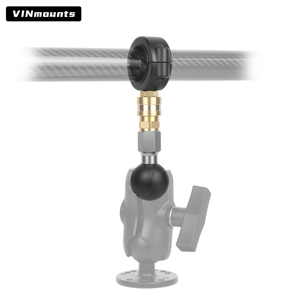 VINmounts Quick Release Fish Finder Mount Base with 1" Ball | Universal Clamp Bracket for Marine Boats & Kayaks VIN-KC-G-3U-M-C