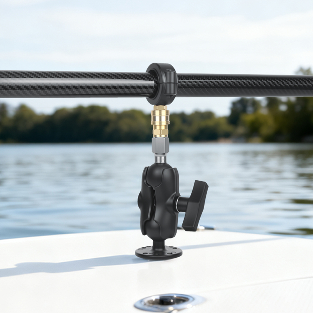 VINmounts Quick Release Fish Finder Mount Base with 1" Ball | Universal Clamp Bracket for Marine Boats & Kayaks VIN-KC-G-3U-M-C