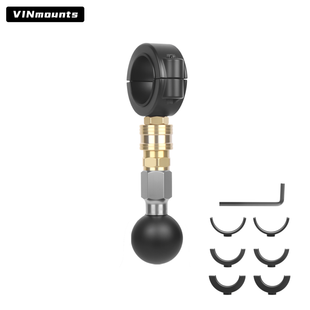 VINmounts Quick Release Fish Finder Mount Base with 1" Ball | Universal Clamp Bracket for Marine Boats & Kayaks VIN-KC-G-3U-M-C