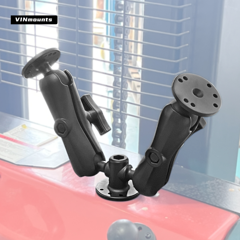 VINmounts Universal Double Ball Adapter with 1.5" Balls and Round Base Heavy-Duty  Mount for Marine/Boat/Vehicle/GPS VIN-C-003-2