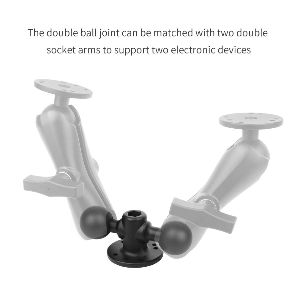 VINmounts Universal Double Ball Adapter with 1.5" Balls and Round Base Heavy-Duty  Mount for Marine/Boat/Vehicle/GPS VIN-C-003-2