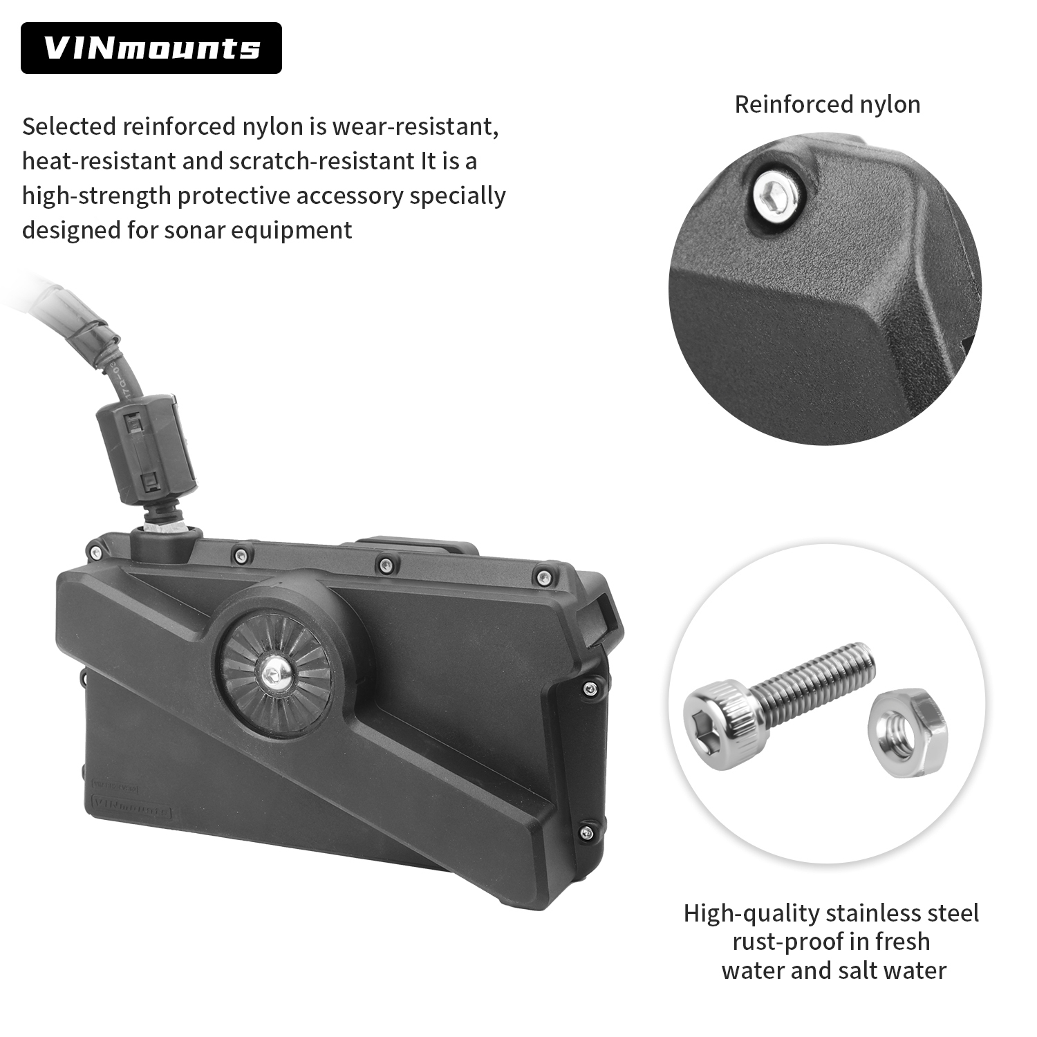 VINmounts Reinforced Nylon Protective Cover for Garmin LiveScope Panoptix LVS62 Transducer | Heavy Duty Sonar Guard VIN-BHZ-LVS62