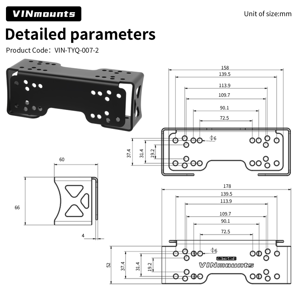 Heavy Duty Universal Dual Mount Base, Marine-Grade Aluminum Fish Finder Bracket for Boat Kayak Marine Electronics VIN-TYQ-007-2