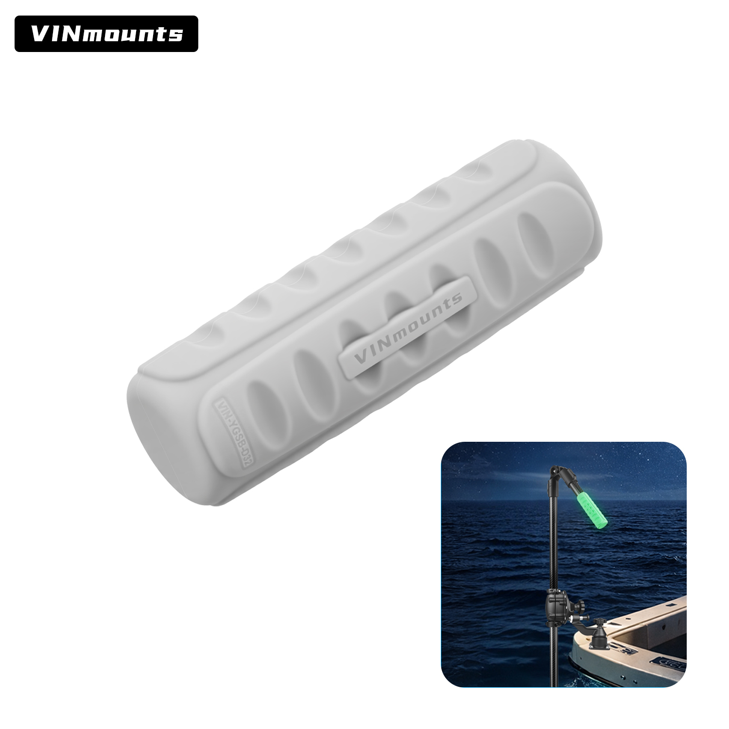 VINmounts Glow-in-the-Dark Sonar Mount Handle for Fish Finder, Fits 32mm Tubes, Durable Silicone Rubber Grip VIN-YGSB-D32