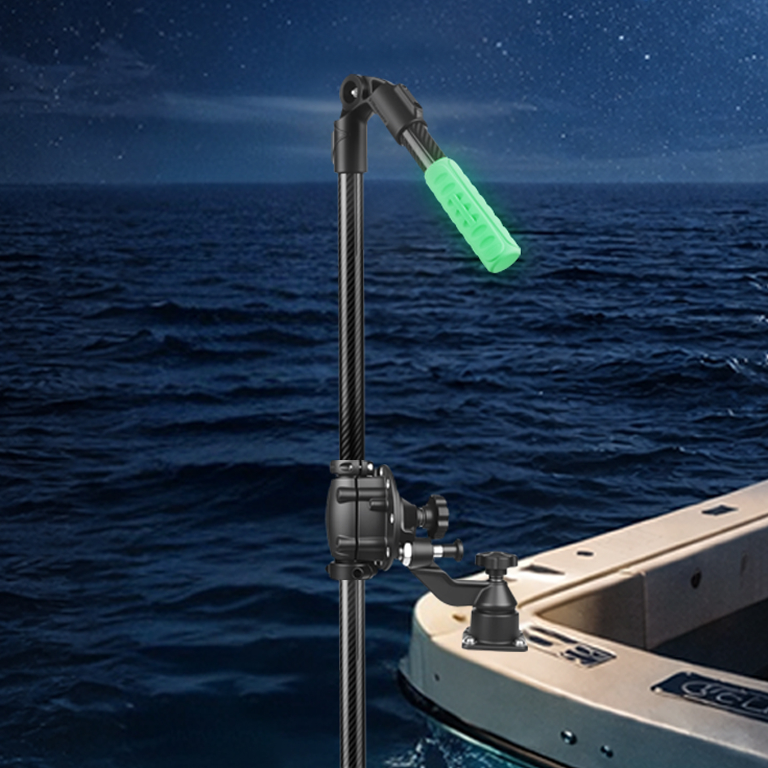 VINmounts Glow-in-the-Dark Sonar Mount Handle for Fish Finder, Fits 32mm Tubes, Durable Silicone Rubber Grip VIN-YGSB-D32