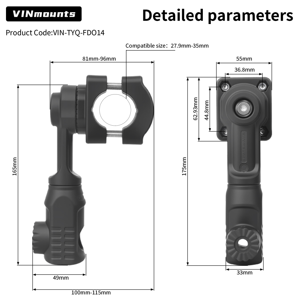VINmounts Aluminum LiveScope Pole Transducer Mount, Multi-Angle Adjustable Sonar Mount Compatible with Garmin LiveScope LVS34/LVS32/LVS62 & Lowrance ActiveTarget VIN-TYQ-FD014