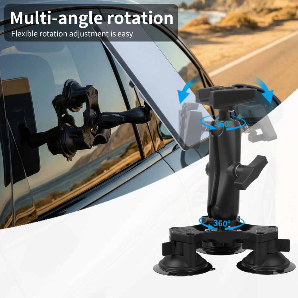 VINmounts Heavy Duty Twist-Lock Triple Suction Mount for Starlink Mini Antenna – Vehicle, RV, Boat & Off-Grid Install | VIN-XL-02(mini) + VIN-C-15A + VIN-XP-03-3L + VIN-C-003