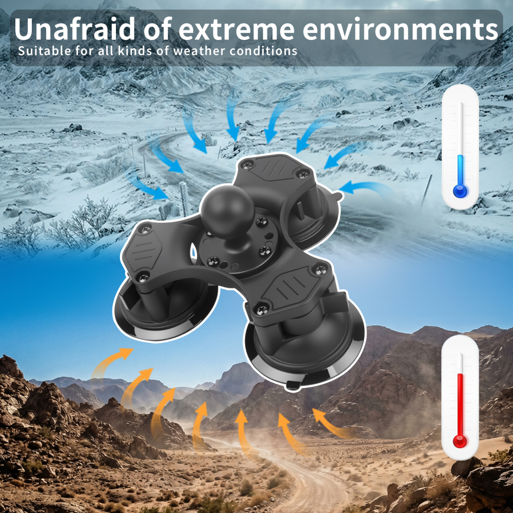 VINmounts Heavy Duty Twist-Lock Triple Suction Mount for Starlink Mini Antenna – Vehicle, RV, Boat & Off-Grid Install | VIN-XL-02(mini) + VIN-C-15A + VIN-XP-03-3L + VIN-C-003