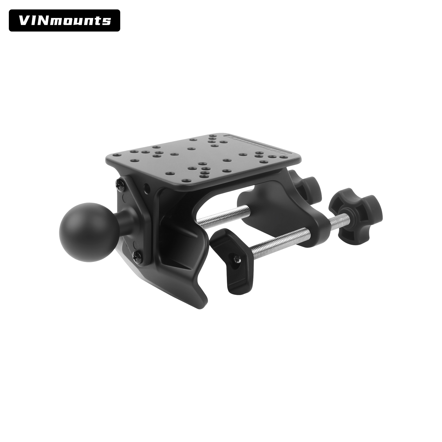 VINmounts Heavy Duty U-Clamp Mount Base for Tubes and Rails, No-Drill Adjustable Pipe Mount for Fish Finders, Tablet Holders, Monitors, Marine Electronics and Industrial Displays VIN-U-03