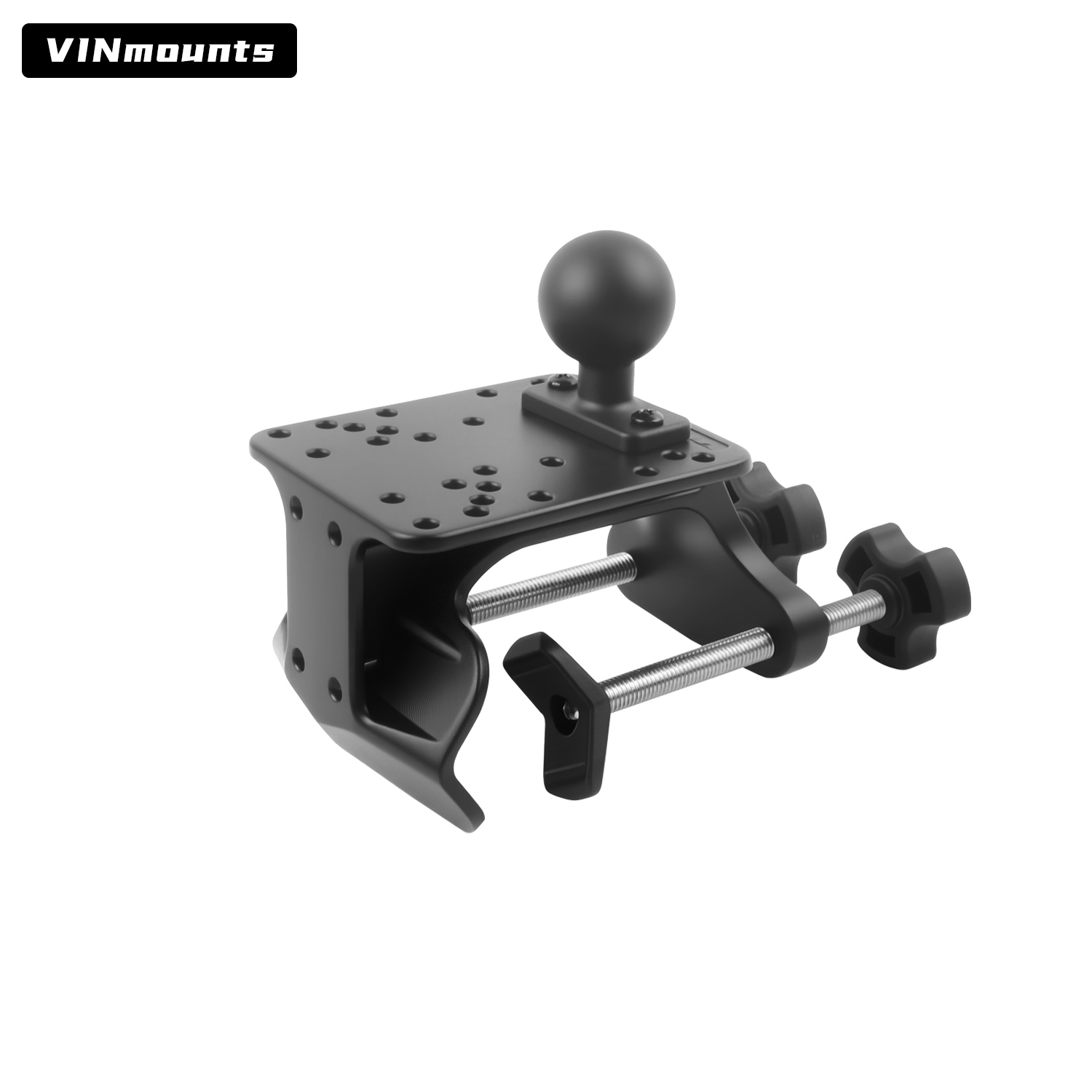 VINmounts Heavy Duty U-Clamp Mount Base for Tubes and Rails, No-Drill Adjustable Pipe Mount for Fish Finders, Tablet Holders, Monitors, Marine Electronics and Industrial Displays VIN-U-03
