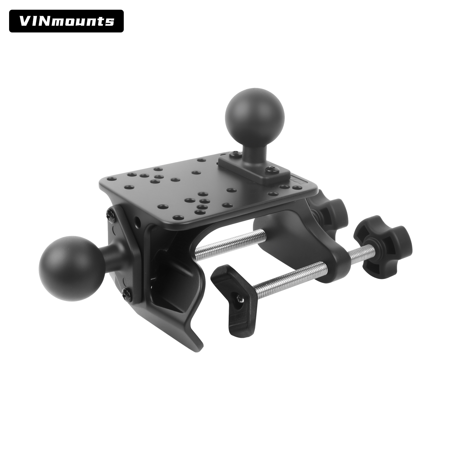 VINmounts Heavy Duty U-Clamp Mount Base for Tubes and Rails, No-Drill Adjustable Pipe Mount for Fish Finders, Tablet Holders, Monitors, Marine Electronics and Industrial Displays VIN-U-03