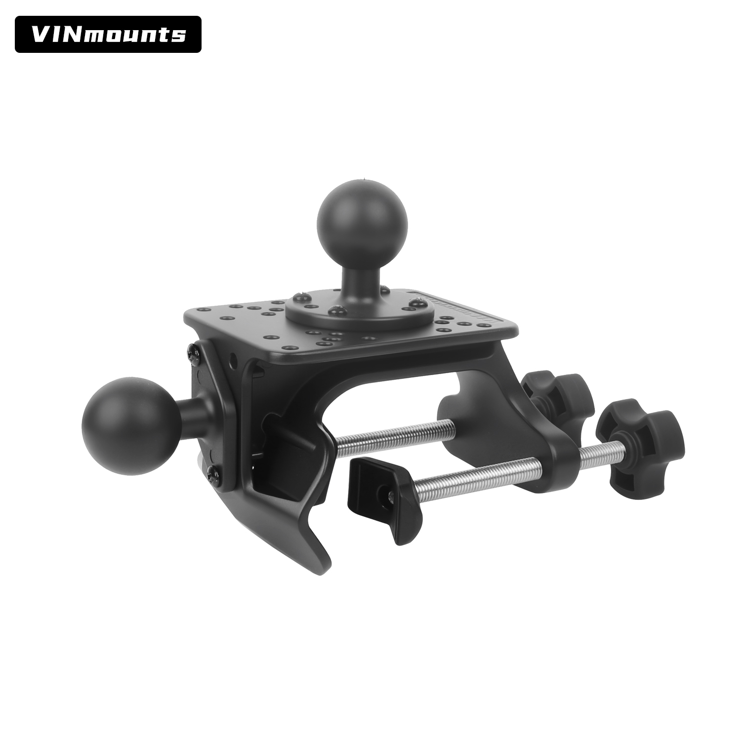 VINmounts Heavy Duty U-Clamp Mount Base for Tubes and Rails, No-Drill Adjustable Pipe Mount for Fish Finders, Tablet Holders, Monitors, Marine Electronics and Industrial Displays VIN-U-03