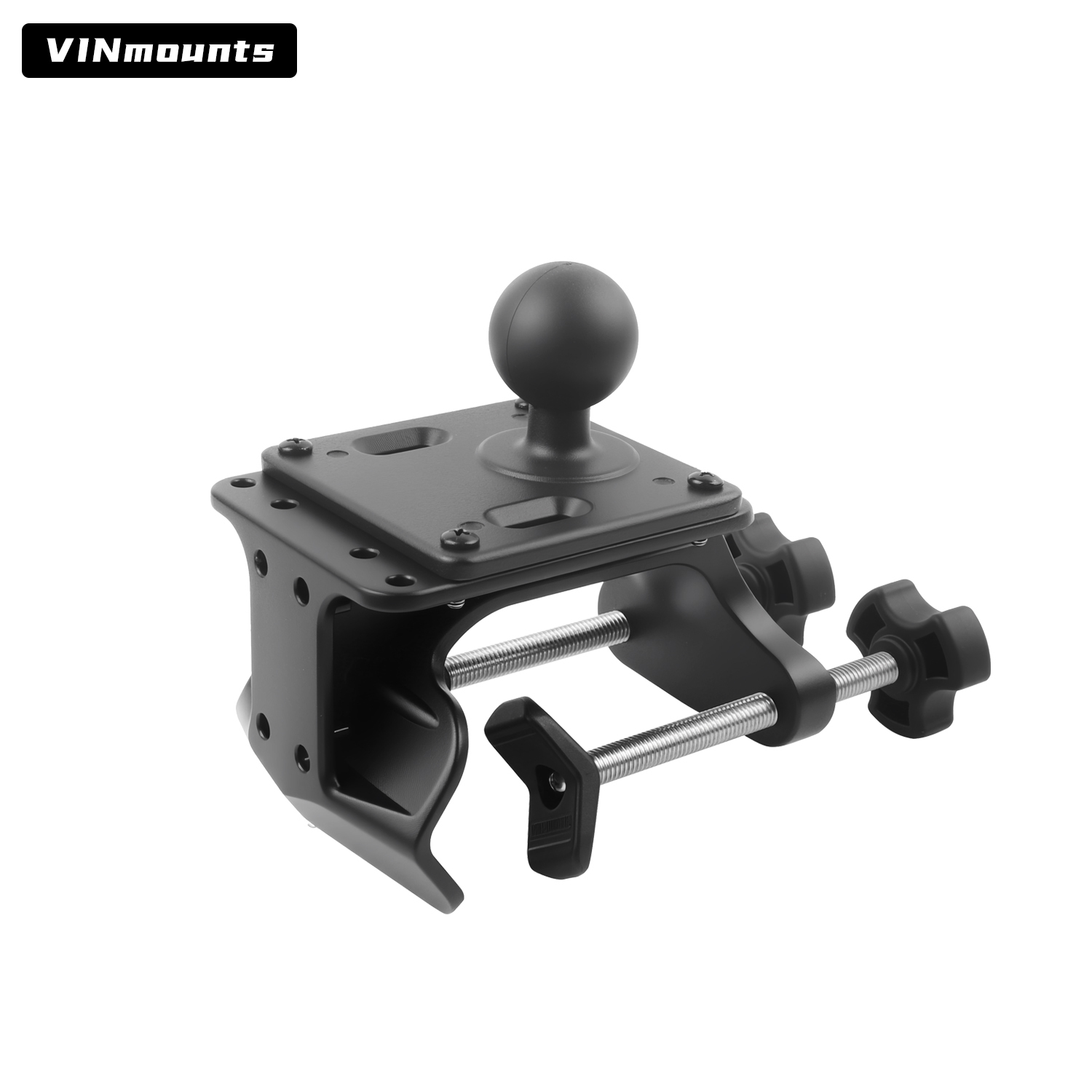 VINmounts Heavy Duty U-Clamp Mount Base for Tubes and Rails, No-Drill Adjustable Pipe Mount for Fish Finders, Tablet Holders, Monitors, Marine Electronics and Industrial Displays VIN-U-03