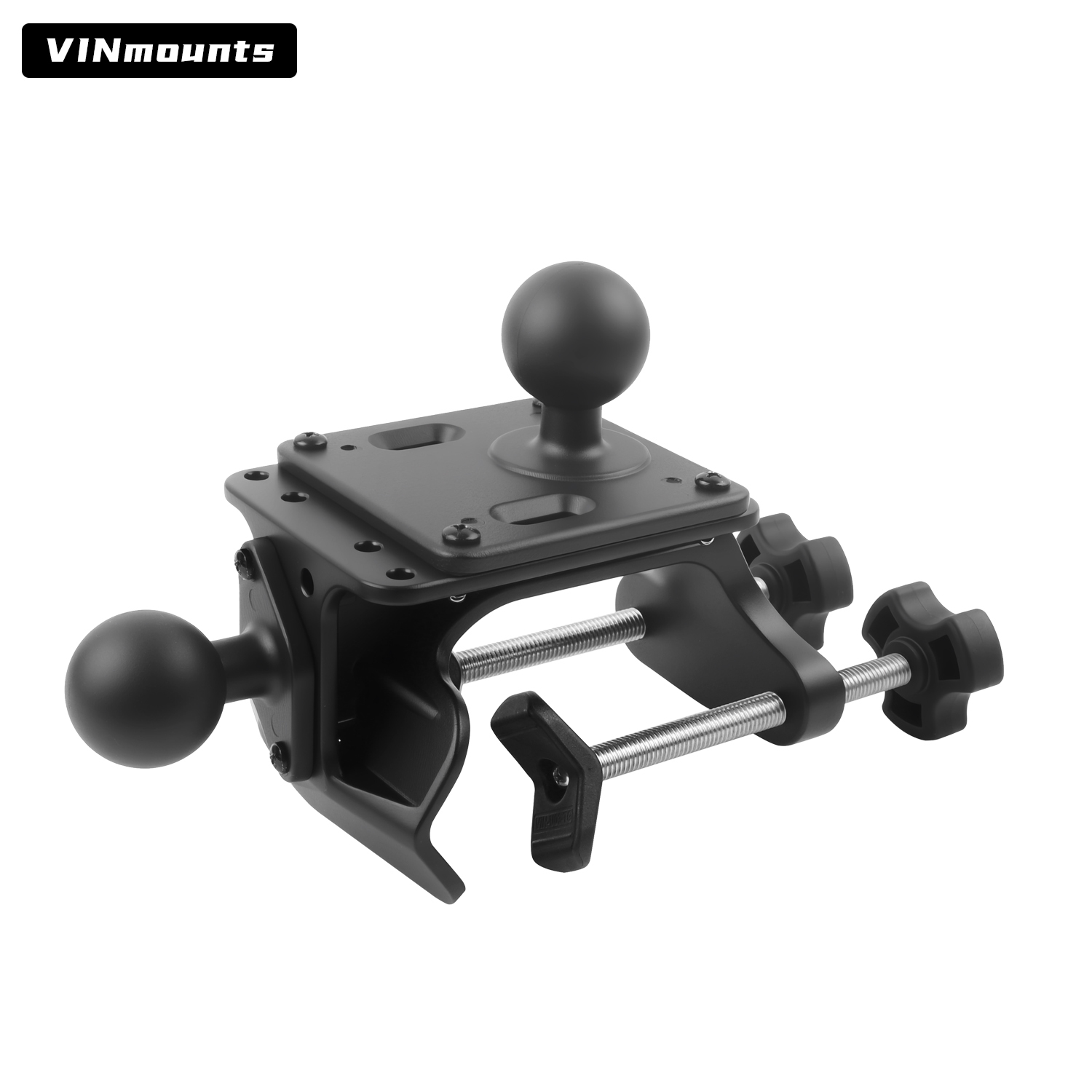 VINmounts Heavy Duty U-Clamp Mount Base for Tubes and Rails, No-Drill Adjustable Pipe Mount for Fish Finders, Tablet Holders, Monitors, Marine Electronics and Industrial Displays VIN-U-03